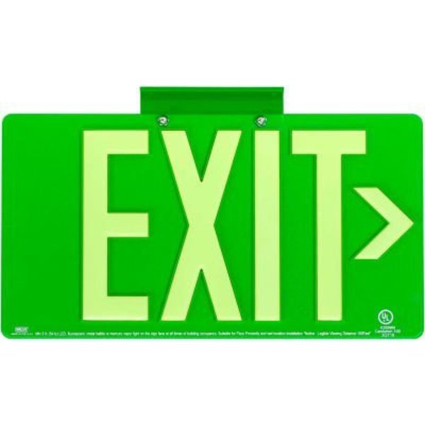 Hubbell Lighting Dual-Lite DPL Exit Sign, Green Thermoplastic w/ Photoluminescent Letters, Single Face DPLP100SG